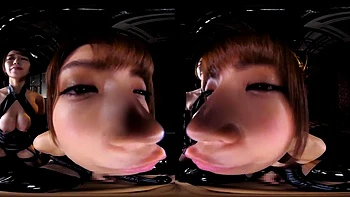 Asian VR Blowjob with Threesome and Police