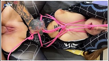 Spider-Bound Babe Fucked Hard and Made to Squirt