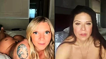 Brunette milf strips and jerks off solo