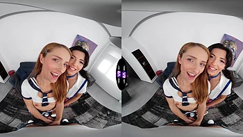 College cuties in a steamy VR threesome