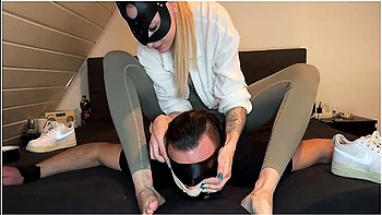 V 106 Tied My Slave To Bed And Let Him Smell My Nylon Socks And Feet