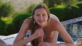 Two babes have fun with a guy in an outdoor setting, showcasing natural beauty.