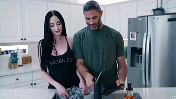 Violet Voss rides her husband’s friend Damon Dice in a steamy scene.