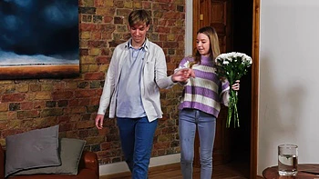 Hot long-haired girl fucked in reverse cowgirl position