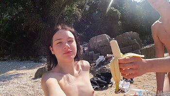 Skinny teen Matty Mila Perez gets fucked hard on the beach