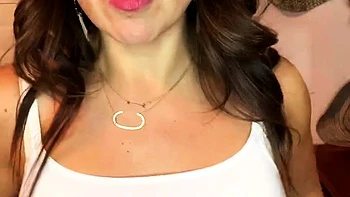 Hot brunette big boobs toying pink pussy